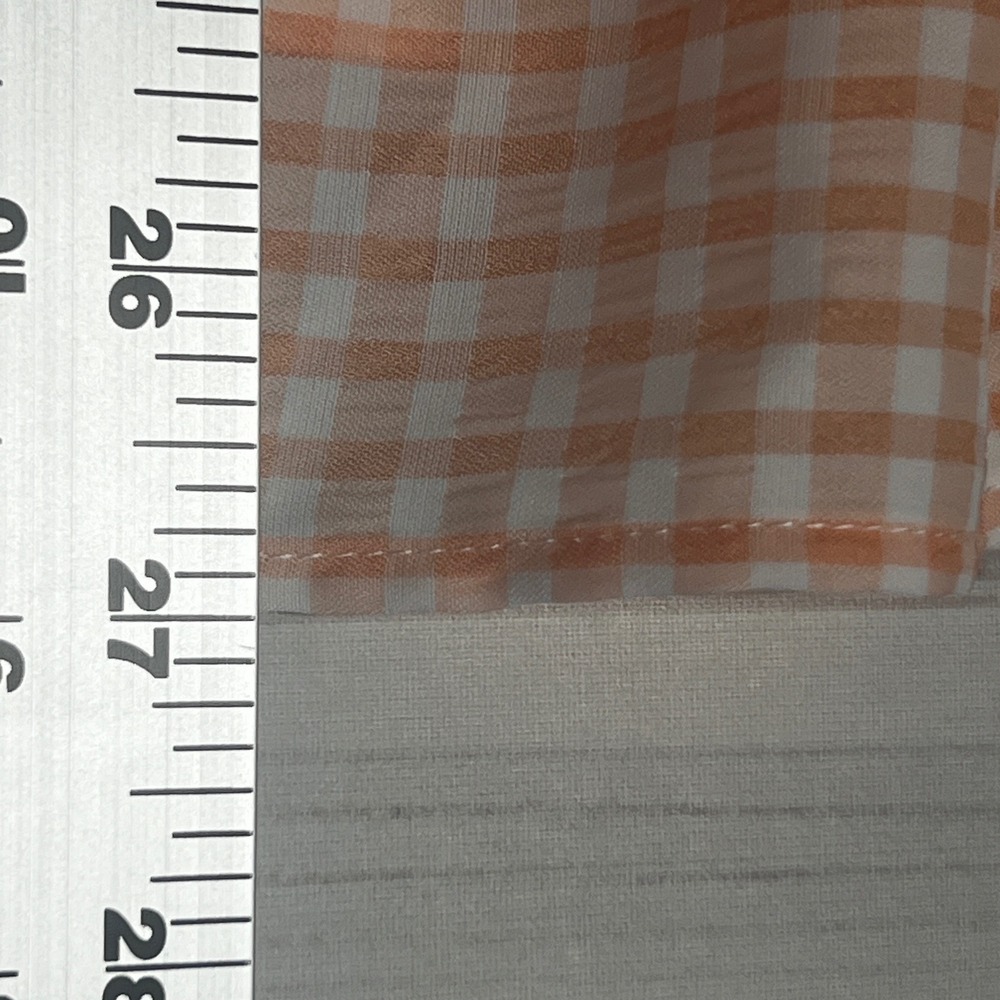Zac & Rachel Blouse Womens 1X Orange Gingham Smocked Peplum Top Short Sleeve - Picture 5 of 9